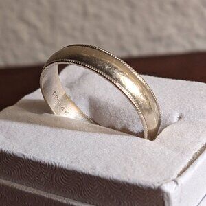 PMS 14K White Gold Band Size 9